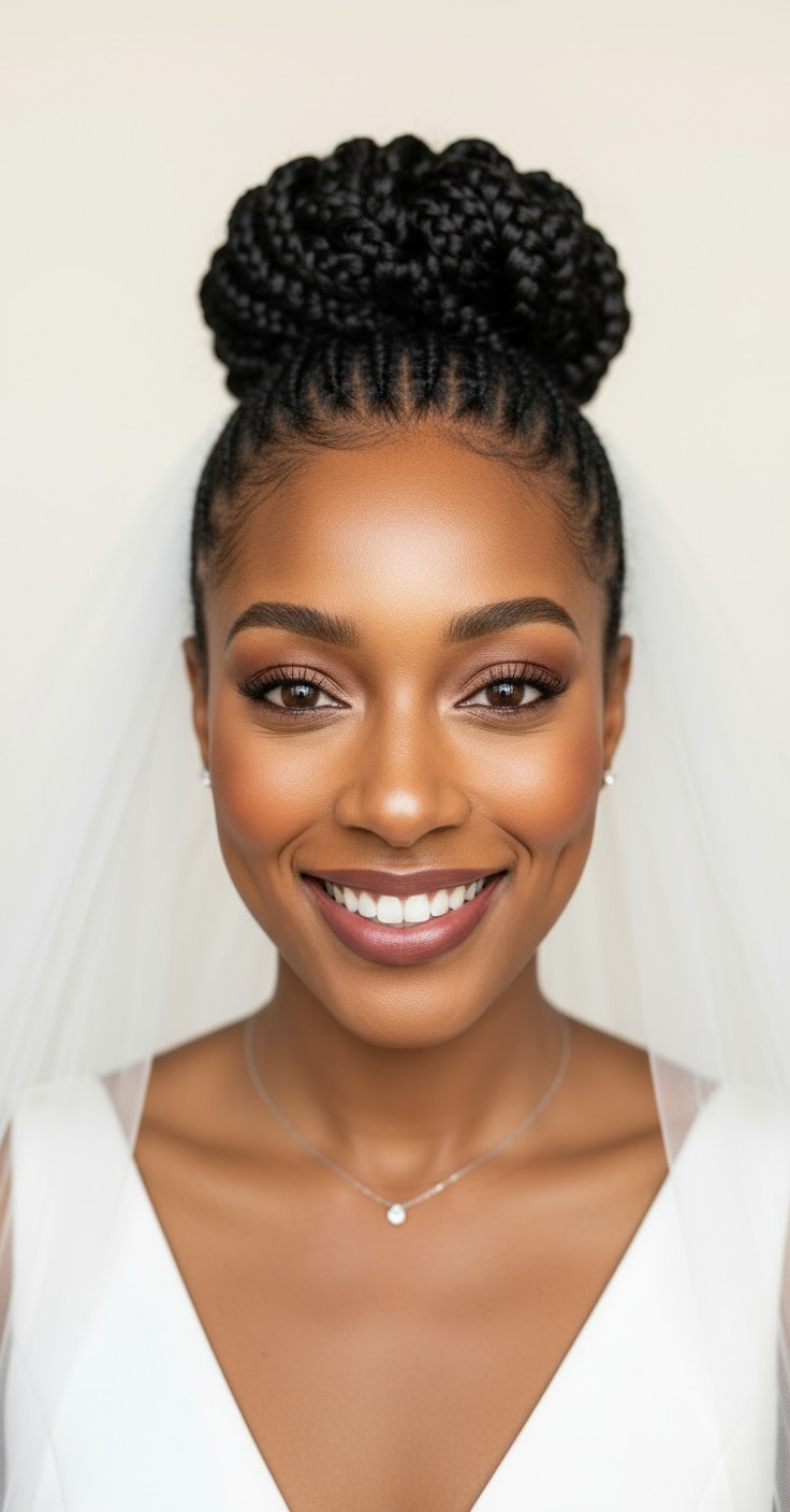 After High Bun Wedding Hair With Veil